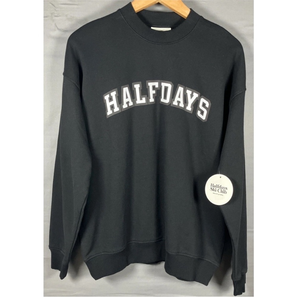 Halfdays Women's Ski Club Crewneck Sweatshirt Black Size 1 (XS/S) NWT $95